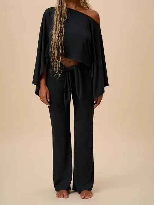 

GuliriFei женские широкие брюки с низкой посадкой и завязкой спереди, эластичный пояс, свободные повседневные брюки, брюки для отдыха