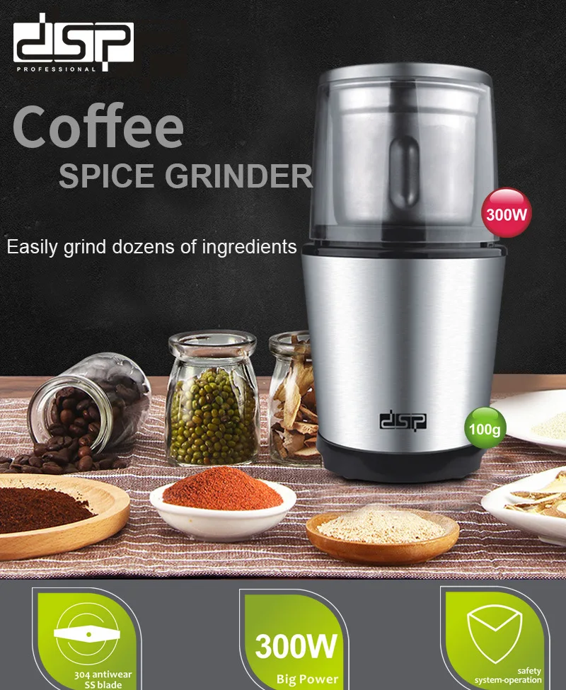 DSP Dansong Mini Stainless Steel Coffee Grinder Automatic Powder Maker For Home Daily Use, Compact Quiet Design Brew Delicious F