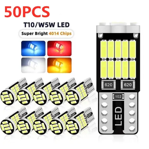 10/20/30/40/50pcs LED T10 W5W 194 501 LED Canbus No Error Car Interior Light T10 26 SMD 4014 Chip Pure White Instrument Ligh