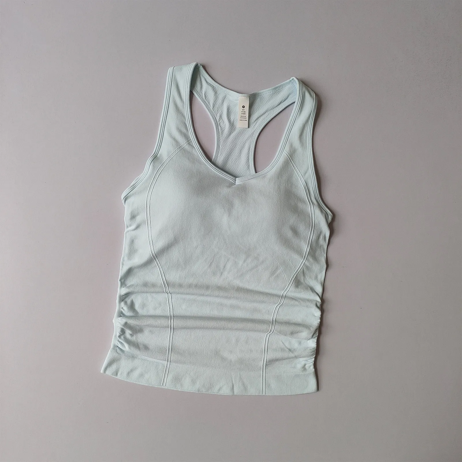 Damen Racer-Back Yoga-Top mit Brustpolster, schnelltrocknend, elastisch, ärmellos, Sporttop für Lauftraining und Fitnesskleidung – Detail 6