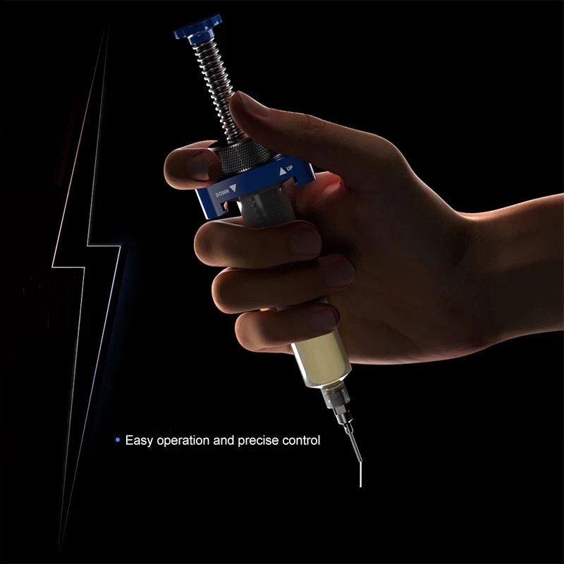 Lega di alluminio Rotary Solder Flux Needle Booster tipo di siringa pasta saldante maschera per saldatura UV strumenti di propulsione dell'inchiostro