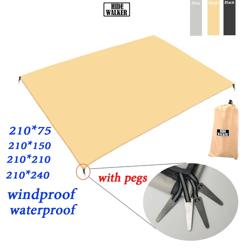 Imagen 2 del producto Estera de Picnic de bolsillo ultraligera con huella de tienda, estacas a prueba de viento, para acampar al aire libre, portátil, plegable, impermeable, hoja de suelo