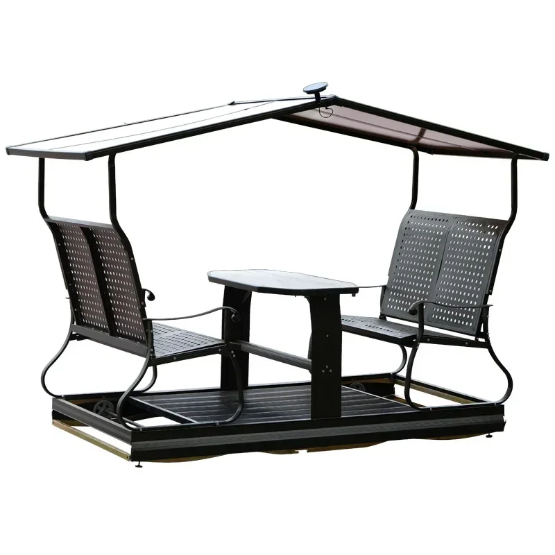 Outdoor courtyard garden, rocking chair balcony, lazy wrought iron swing