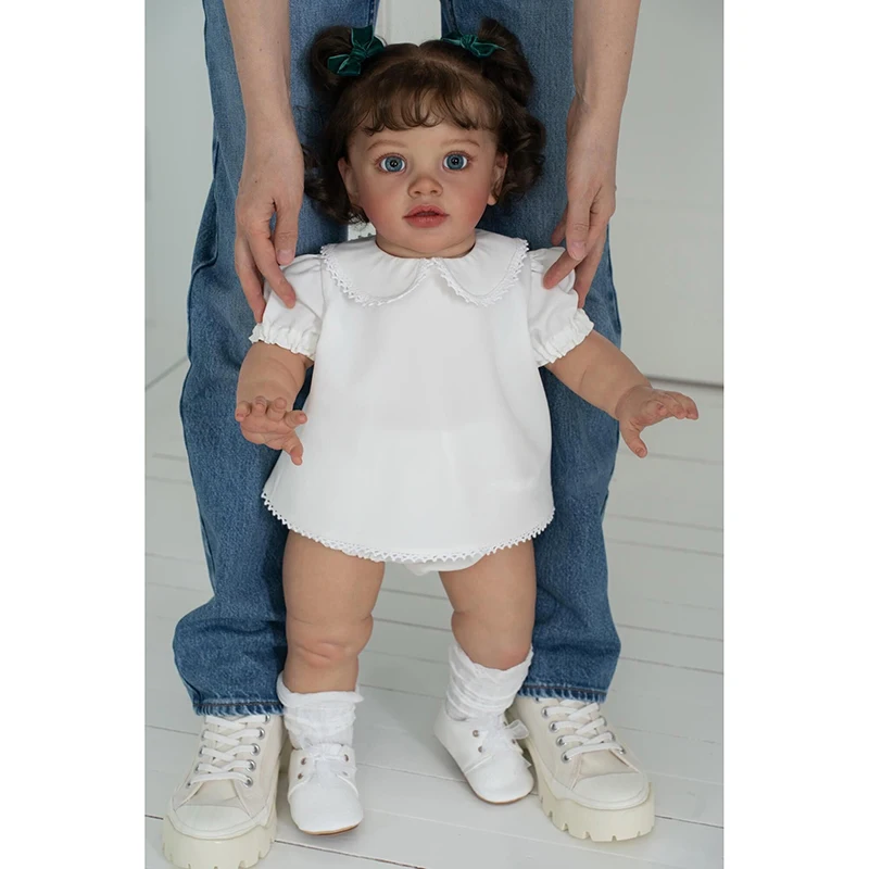 26inch  Pippa Reborn Girl Doll Soft Cloth Body Hand-Root Hair Lifelike Toddler Collectible Art Doll