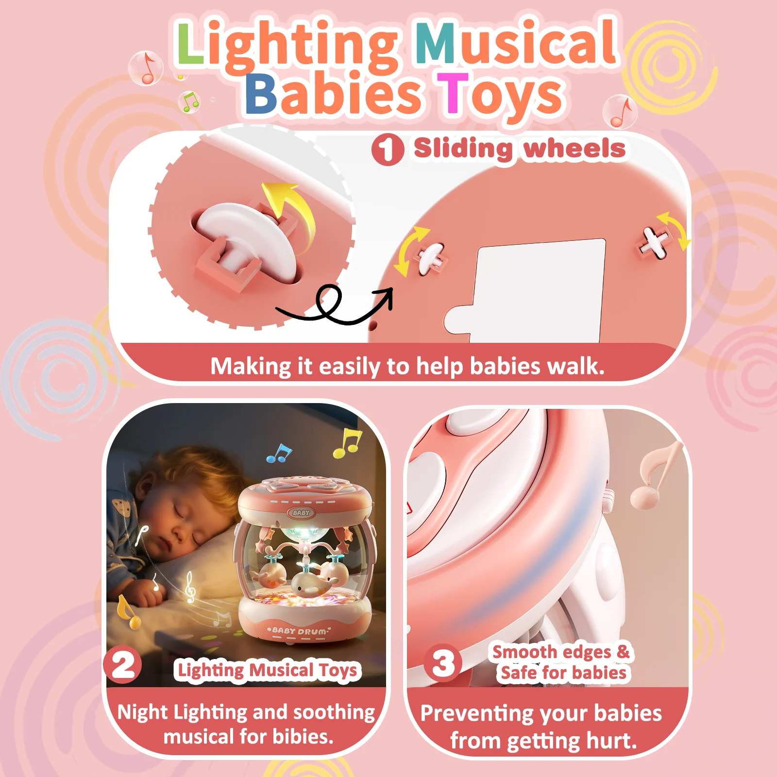 ألعاب موسيقية مضيئة للأطفال من عمر 6 إلى 12 شهرًا، ألعاب دوارة لزحف البطن للأطفال الصغار من عمر 12 إلى 18 شهرًا، ألعاب تعلم الطفل المبكر #5