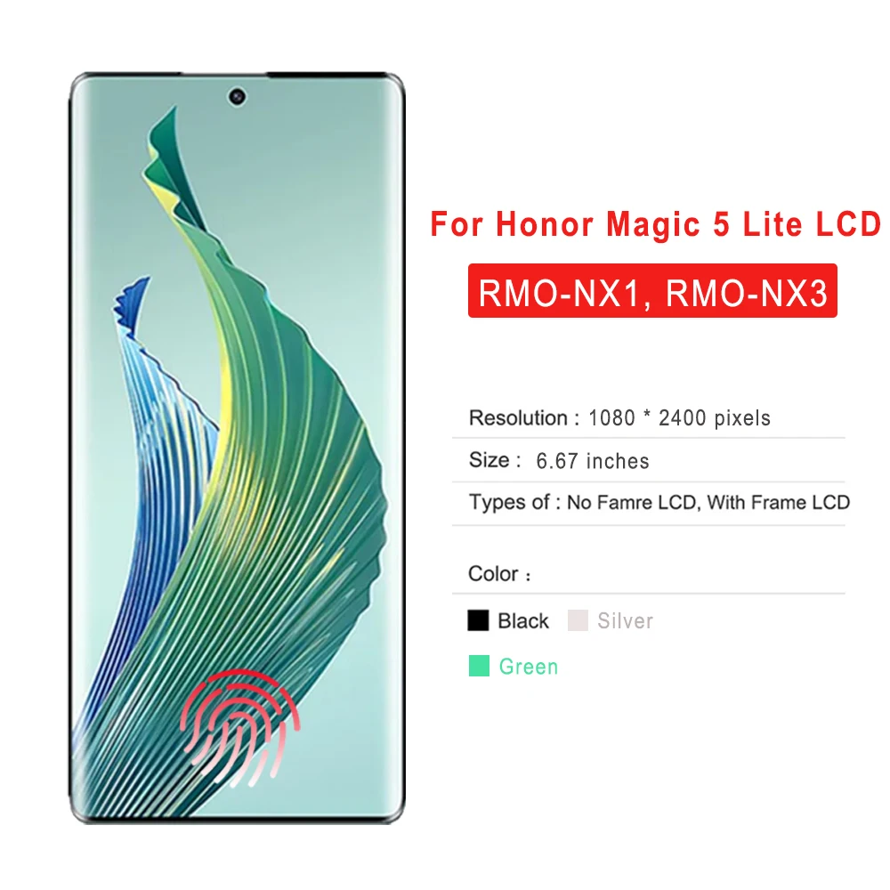 OEM Display For Huawei Honor Magic5 Lite LCD Touch Screen Digitizer Assembly Replace Parts For Honor RMO-NX1, RMO-NX3 Display