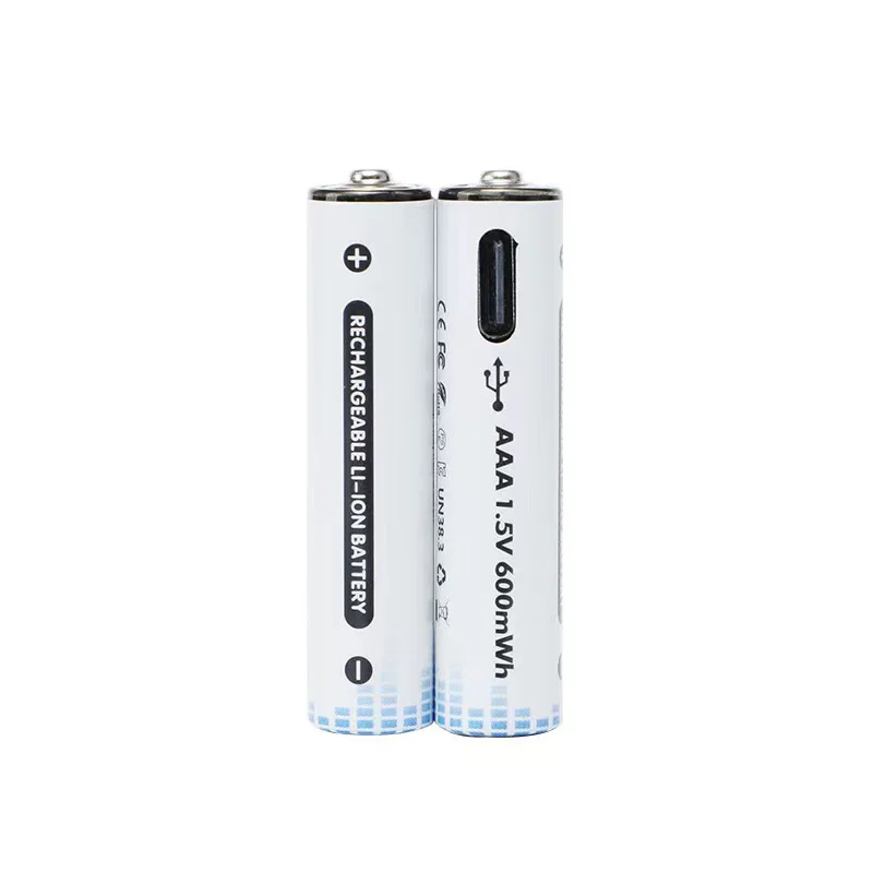 USB AAA Rechargeable Batteries 1.5V 600MAh Li-ion Battery for Remote Control MouseElectric Toy Battery + Type-C Cable