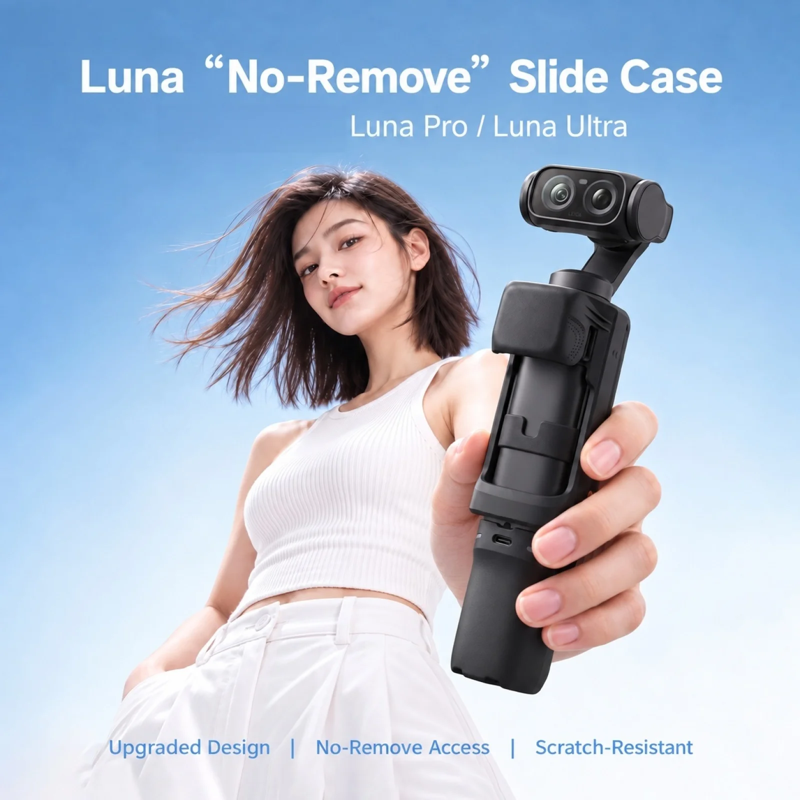 Slide Protective Case for Insta360 Luna Ultra, Stand Back Cover with Cooling Vents, Camera Scratch-Free Protective Accessory