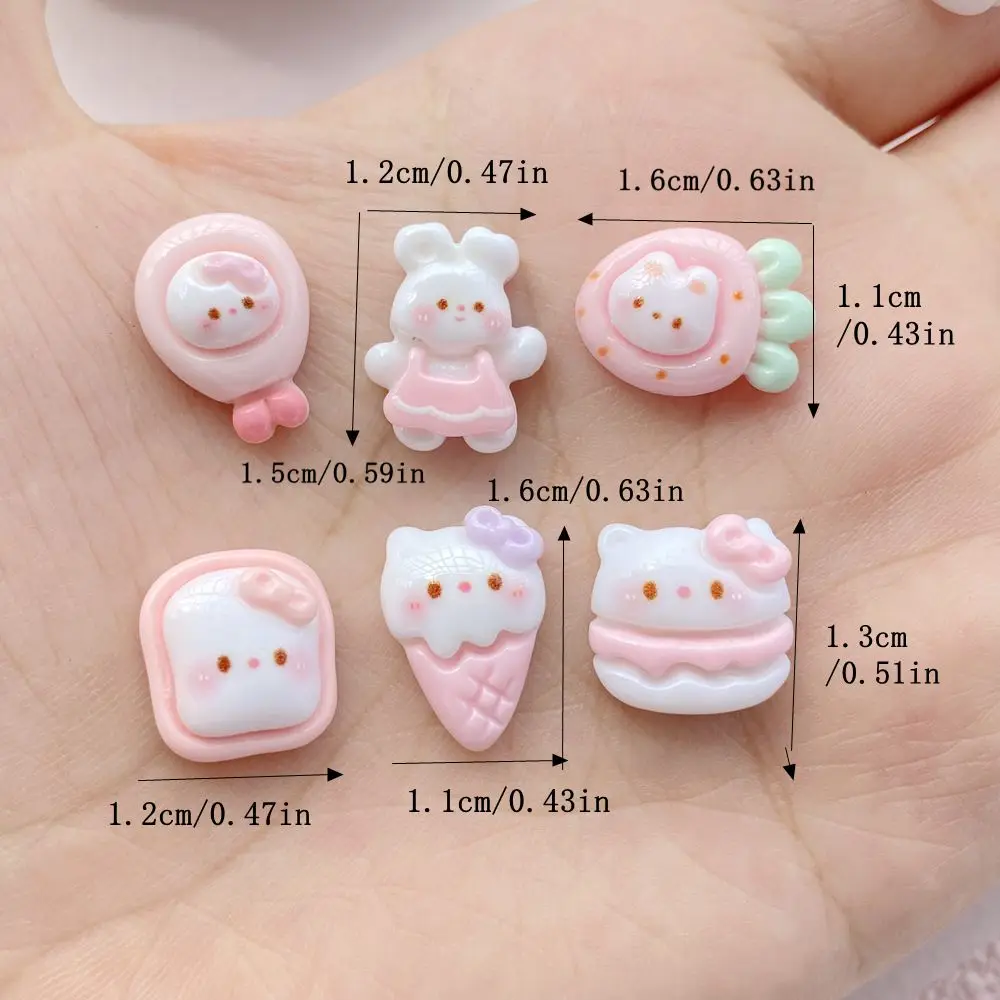 20Pcs New Cute Resin Mini Rabbit, Cat Series Flat Back Manicure Parts Embellishments For Hair Bows Accessories