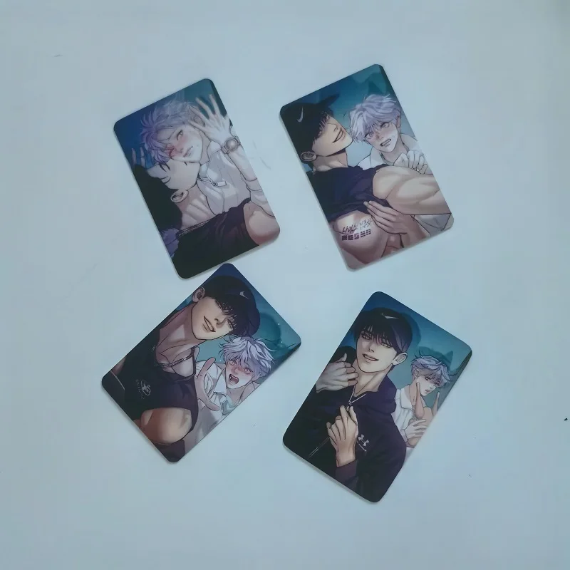 4 Pcs Korean Manhwa Shell Pearl Boy Lomo Card Jooha Dooshik Mini Postcard HD Photo Cards Fans Collection Gift