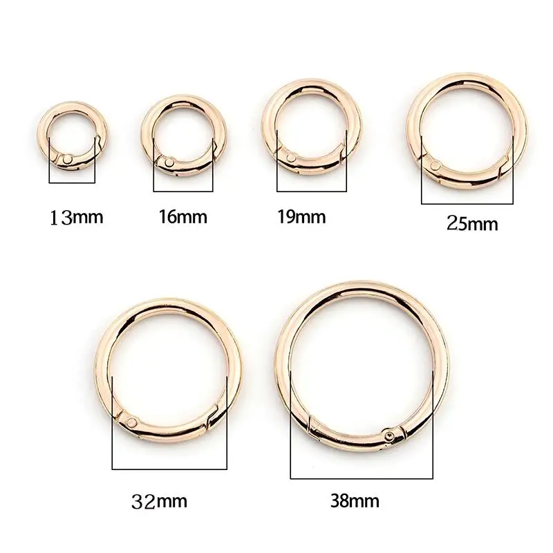 5pcs/lot Metal O Ring Spring Clasps Gold Color Openable Round Carabiner Hook Buckle For DIY Bags Chain Keyring Jewelry Making