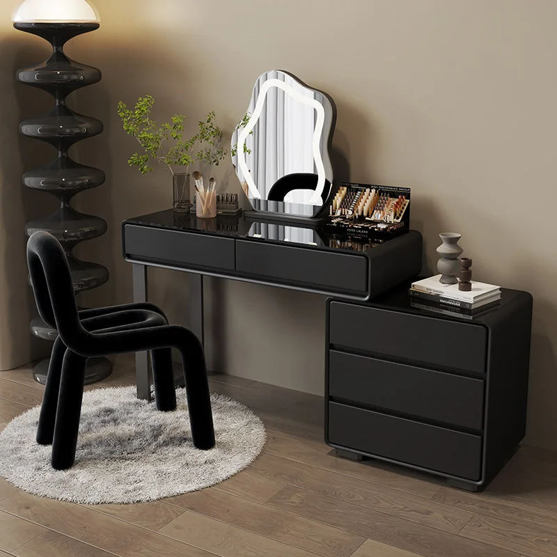 Luxury Modern Black Vanity Tables Storage Drawers Women Girls Mirror Dressers Makeup Set Tocador Con Espejo Furniture Bedroom