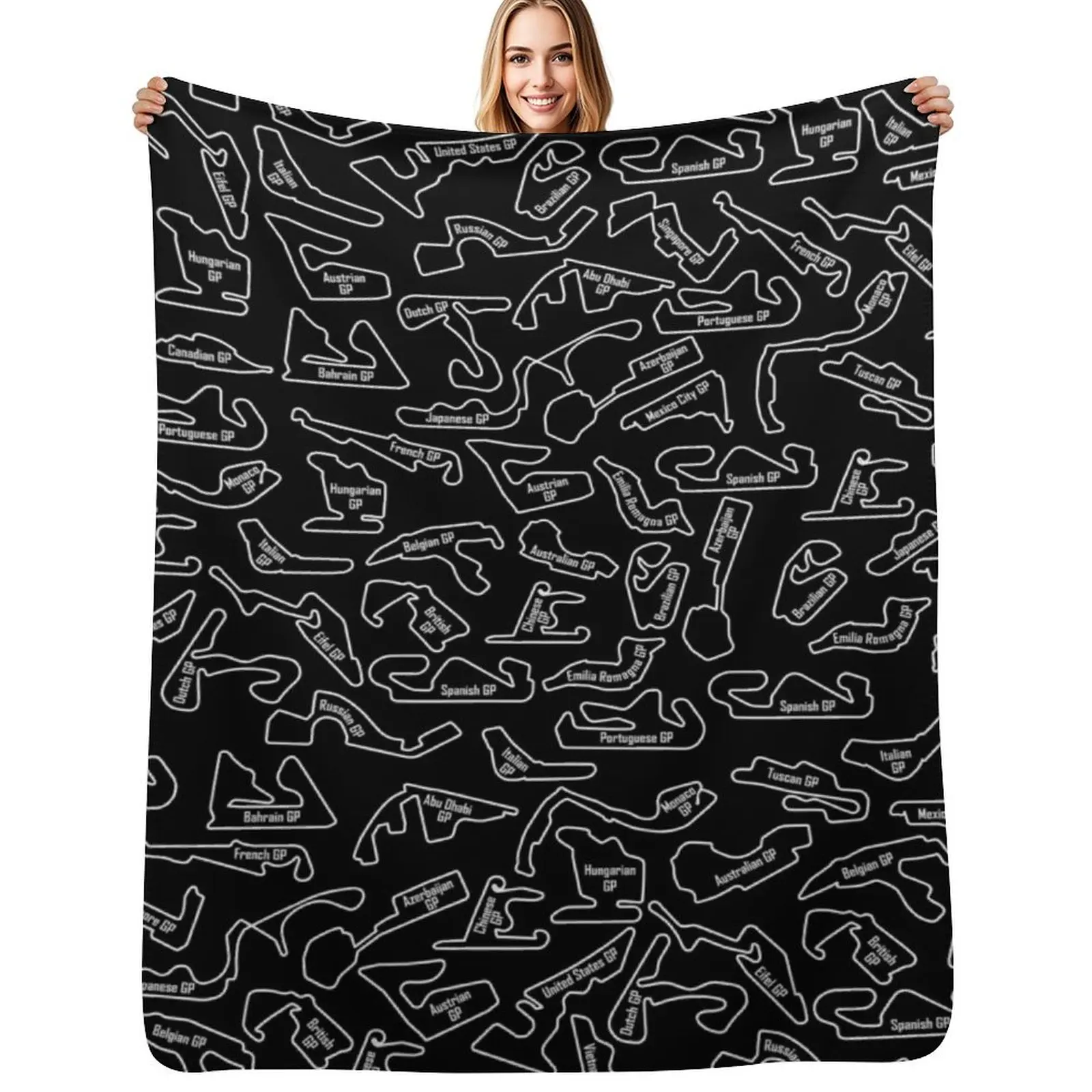 Race Circuits - Pattern Throw Blanket Heavy Comforter Shaggy Personalized Gift Luxury Thicken funny gift Blankets