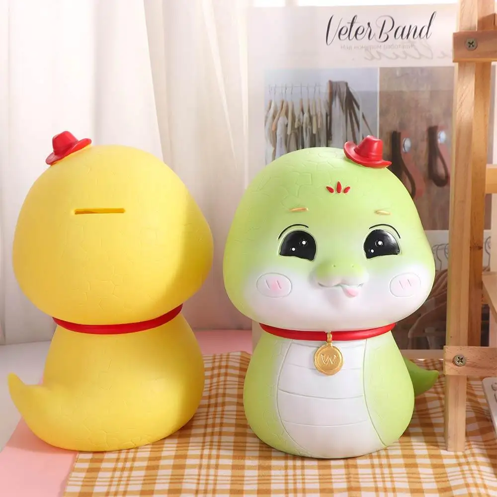 Tirelire serpent Zodiacs de grande capacité, gain d'argent, pot d'argent serpent, boîte de rangement Portable pour pièces de monnaie serpent de dessin animé