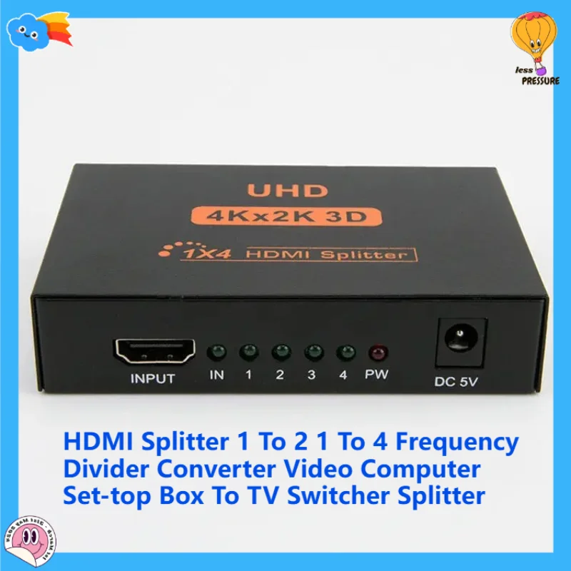 HDMI Splitter 1 To 2 1 To 4 Frequency Divider Converter Video Computer Set-top Box To TV Switcher Splitter