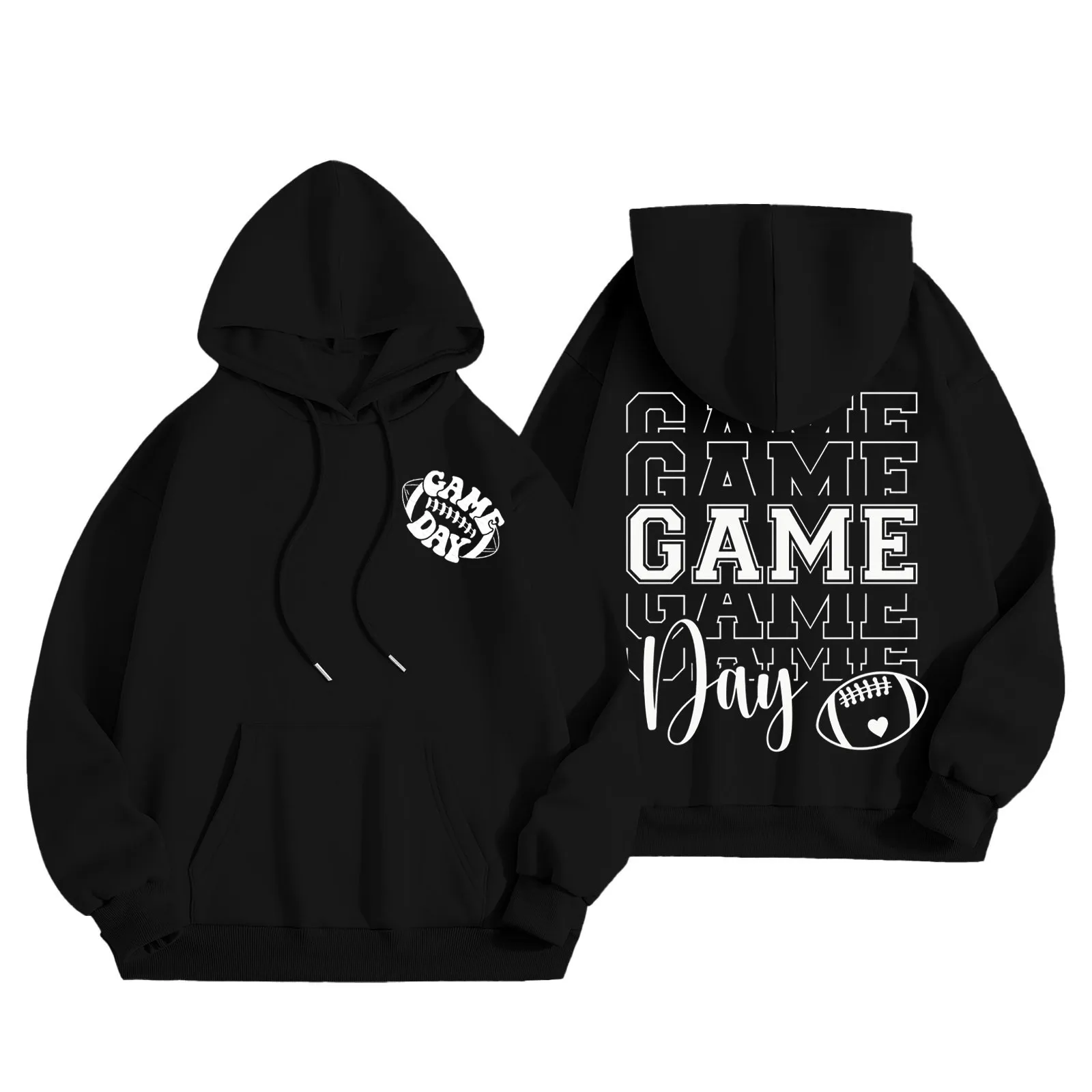 Hoodie grande com gráfico para homens, treino de futebol ao ar livre, moletom com capuz, jumpers vintage, americanos, plus size, dia de jogo, y2k, novo