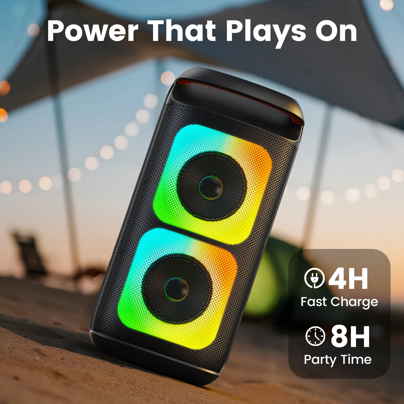 T37 مكبر صوت بلوتوث كبير، آلة كاريوكي مع اثنين من الميكروفونات، USB، بطاقة Tf، تسجيل، مع Tws، مع مكبر صوت كاريوكي ريفيرب #4