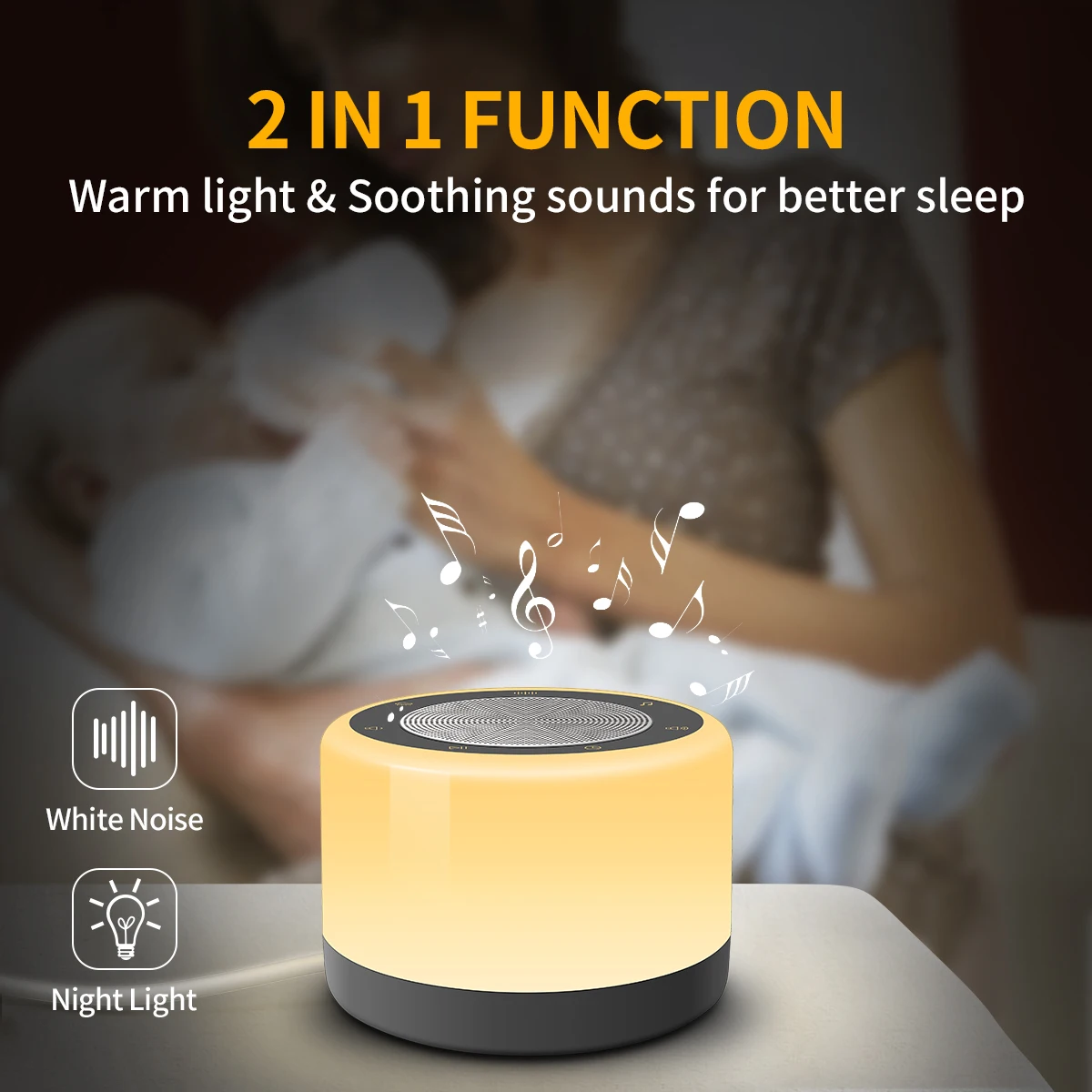 Imagem -05 - Led Night Light Baby Dormir Machine 16 White Sound Noise Machine Dimming Timeable para Dormir Lâmpada de Suporte