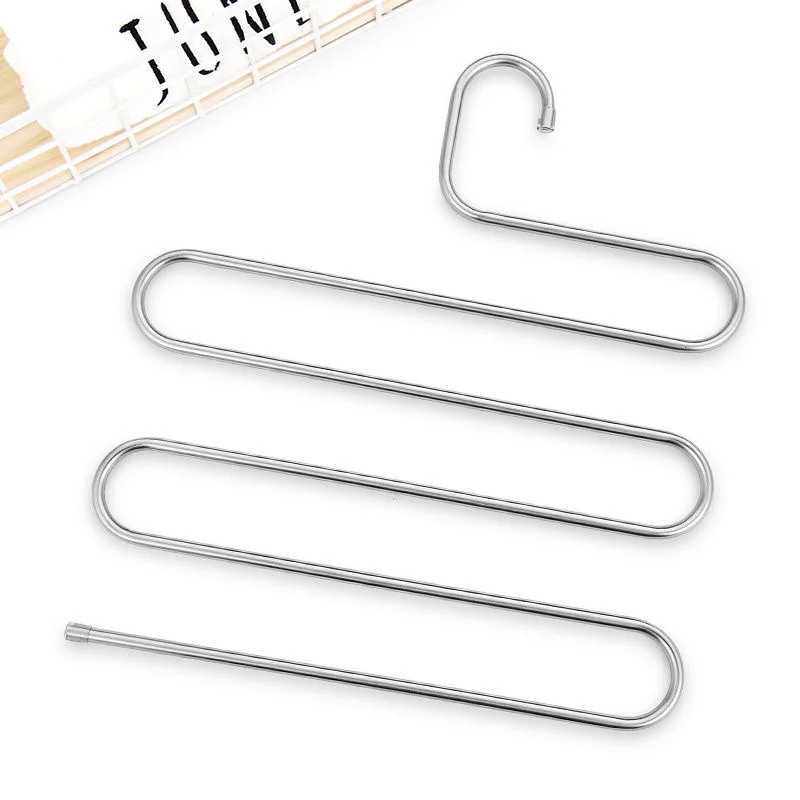 5 layers Stainless Steel Clothes Hangers S Shape Pants Storage Hangers Clothes Storage Rack Multilayer Storage Cloth Hanger