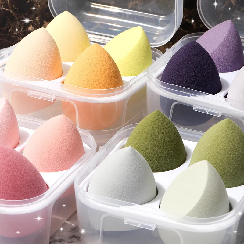 4 pz/set Color Mixing Beauty Egg Beauty Sponge Makeup Sponge con Egg Box Foundation Dry Wet Use Make-up Puff strumento per il trucco del viso