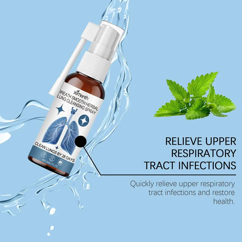 30ml Herbal Lung Cleansing Spray Detox Breath Smooth Powerful Support Spray Care Lung Cleanse Lung M4g1