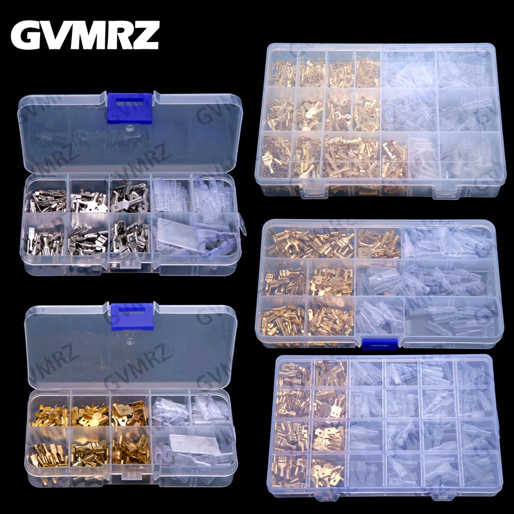 120-1050PCS Gold silver2.8mm 4.8mm 6.3MM Cold-pressed Terminal Blocks Plug-in Common Terminal Blocks, Crimped Terminals