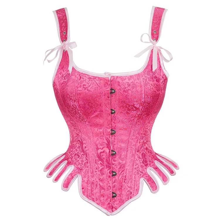 Renaissance Corset Top Vintage Bustiers Corsets Women Vest Corset Slimming Waist Trainer Modeling Strap Pink Gothic Corselet