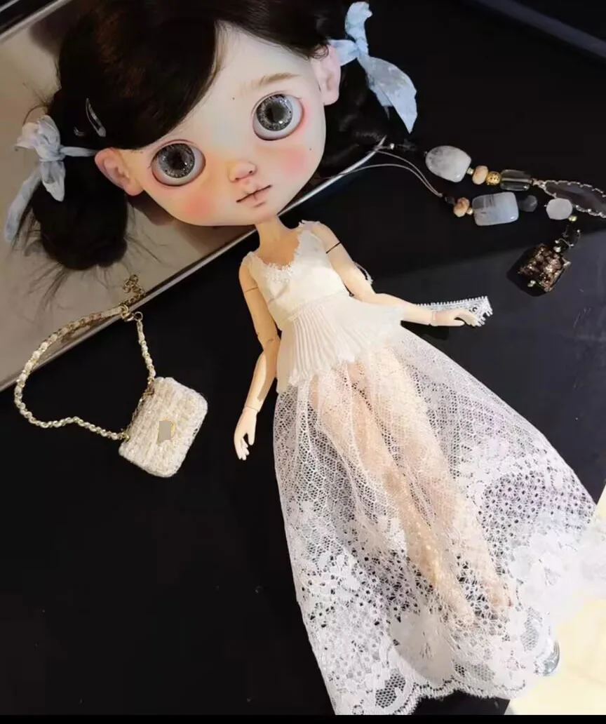 

2pcs white vintage lace French style Blythe/landoudou Strapless/lace maxi dress (Fit for Lulu,ymy24,Ob22,24,26,zone, Jenny)