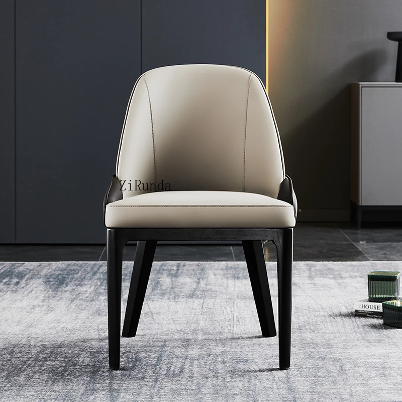   كرسي طعام إيطالي فاخر وخفيف الوزن وحديث وبسيط وسميك الساق مصنوع من الجلد ومسند ظهر مريح