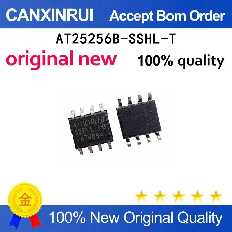 

(5-100 Pieces) New AT25256B-SSHL-T AT25256 silk screened 5EB patch SOP-8 memory chip IC