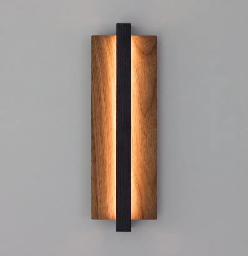 Modern Light Emitting Diode Vertical Wall  Simple Oak Black Copper Garden Outdoor  Decoration