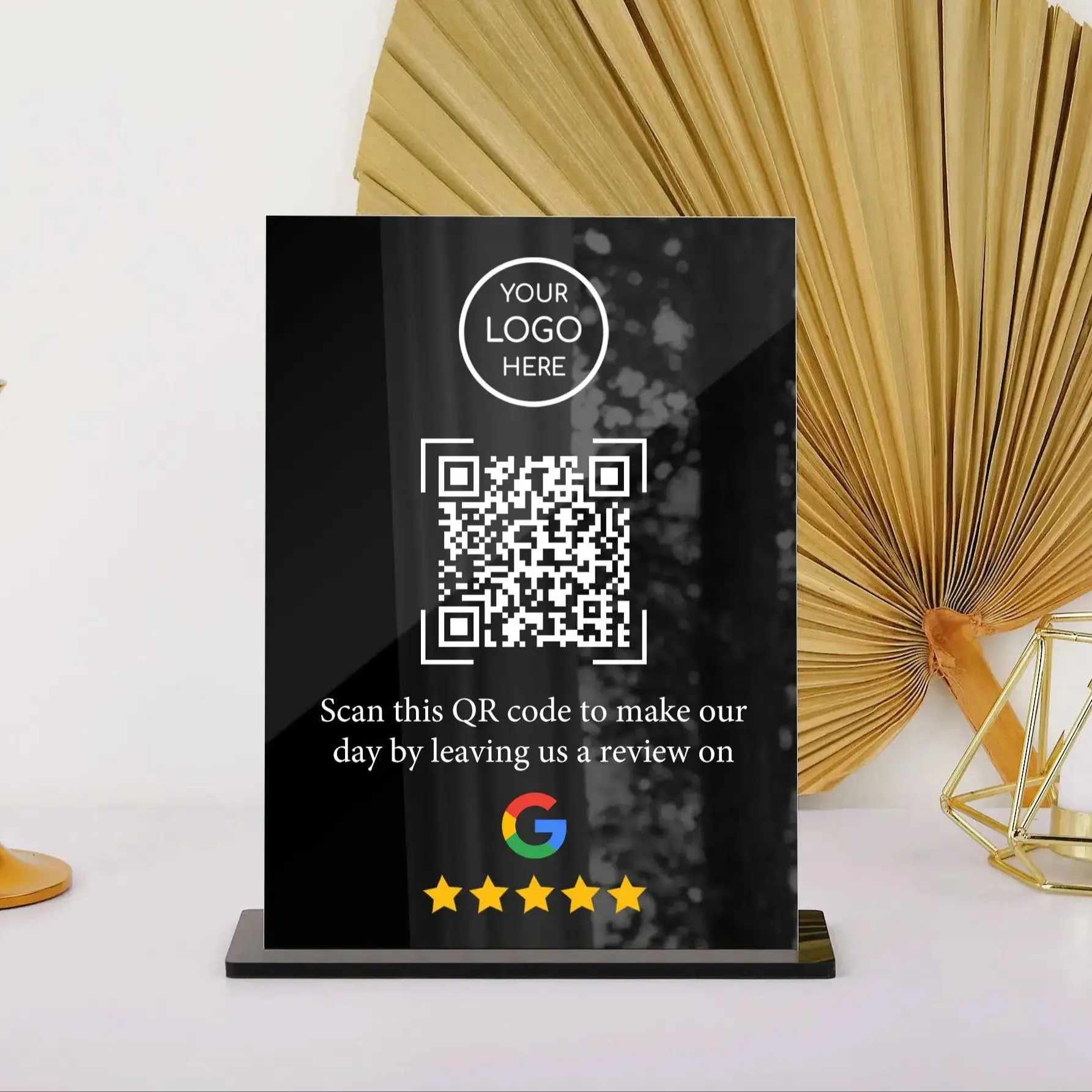 Customized QR Code Acrylic Stand For Social Connect Display Plaque Suitable For Airbnb Check-in Menu Google Reviews Payment Wifi