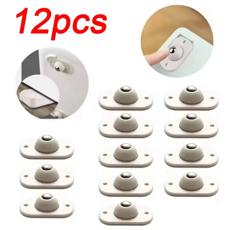 12Pcs Wheels For Furniture Stainless Steel Roller Self Adhesive Caster Home 360 Degree Load Bearing Swivel Universal Wheel