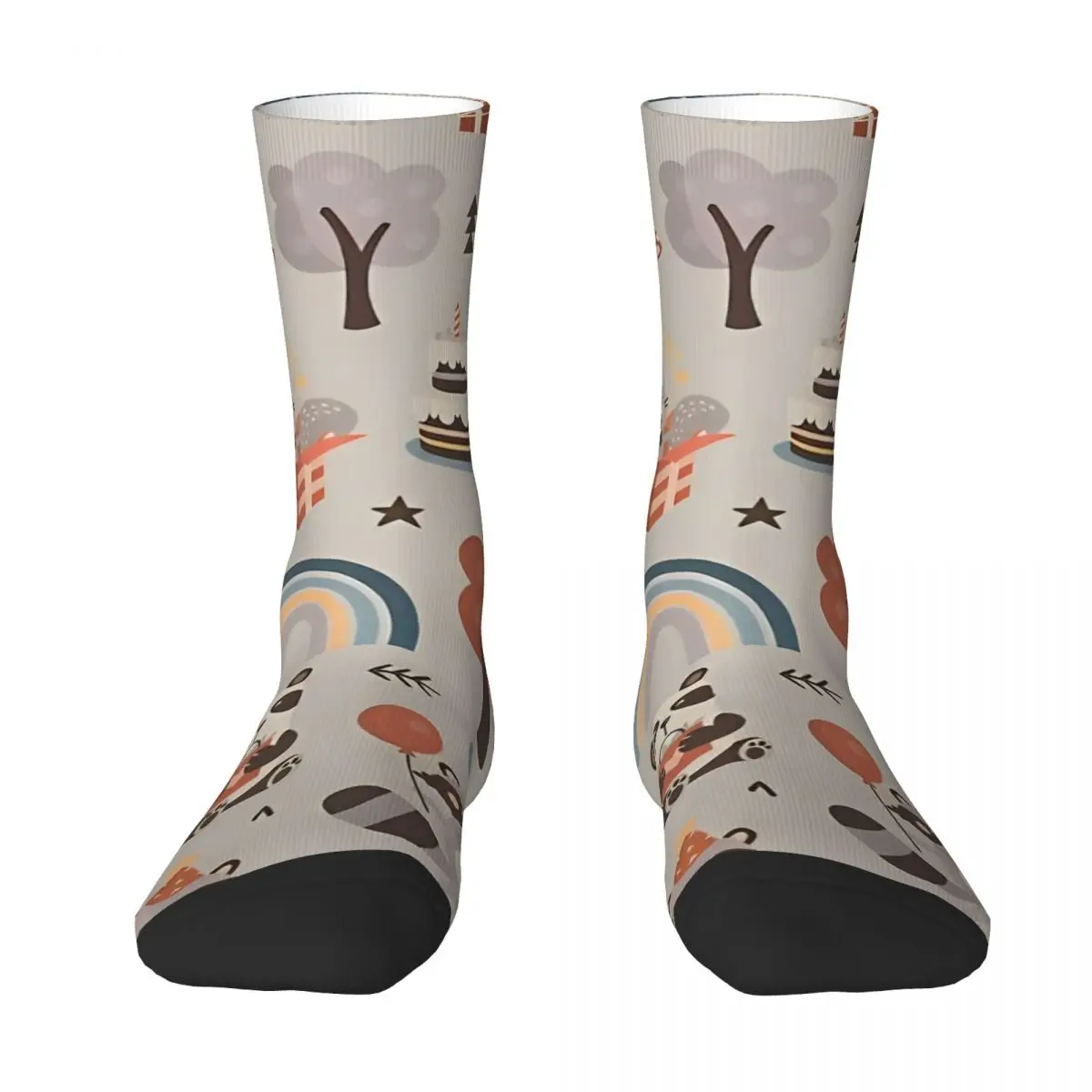 Autumn Winter Casual Men's Women's Woodland Party Socks Animals Forest Rainbow Kids Birthday Breathable Yoga Socks