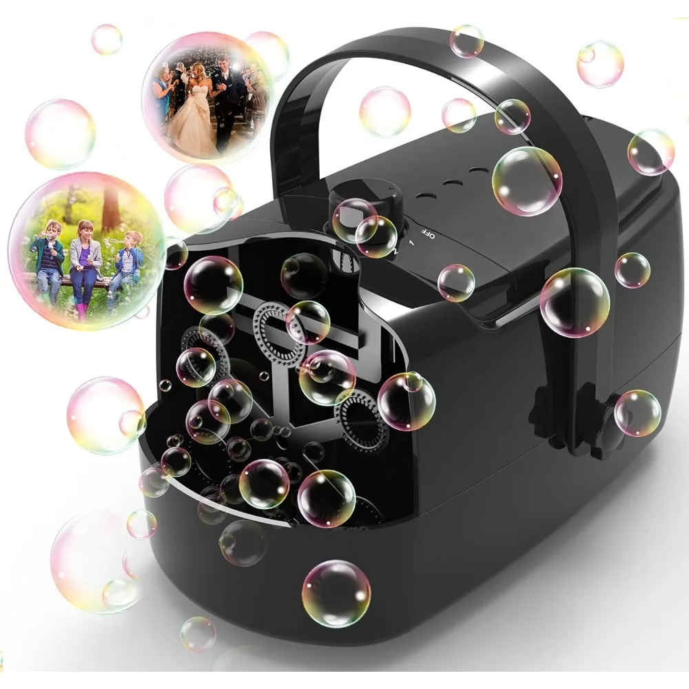 Bubble Machine 2 Speed Level, 18000+ Big Bubbles Per Minute, Plugin or Batteries Bubble, Bubble Maker