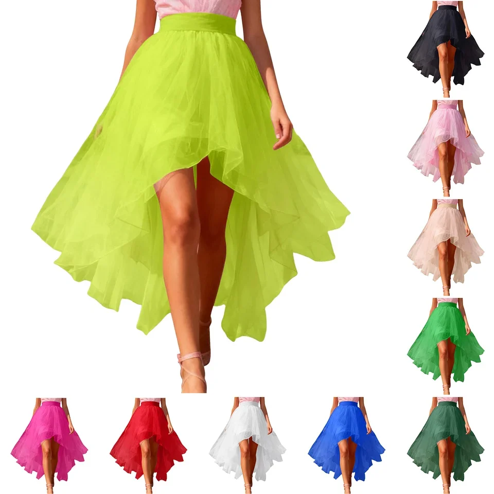 Women Skirt Tutu Skirt Asymmetrical Long Colourful Multilayer Ballet Underskirt For Female Lining High Waist Mini Skirts