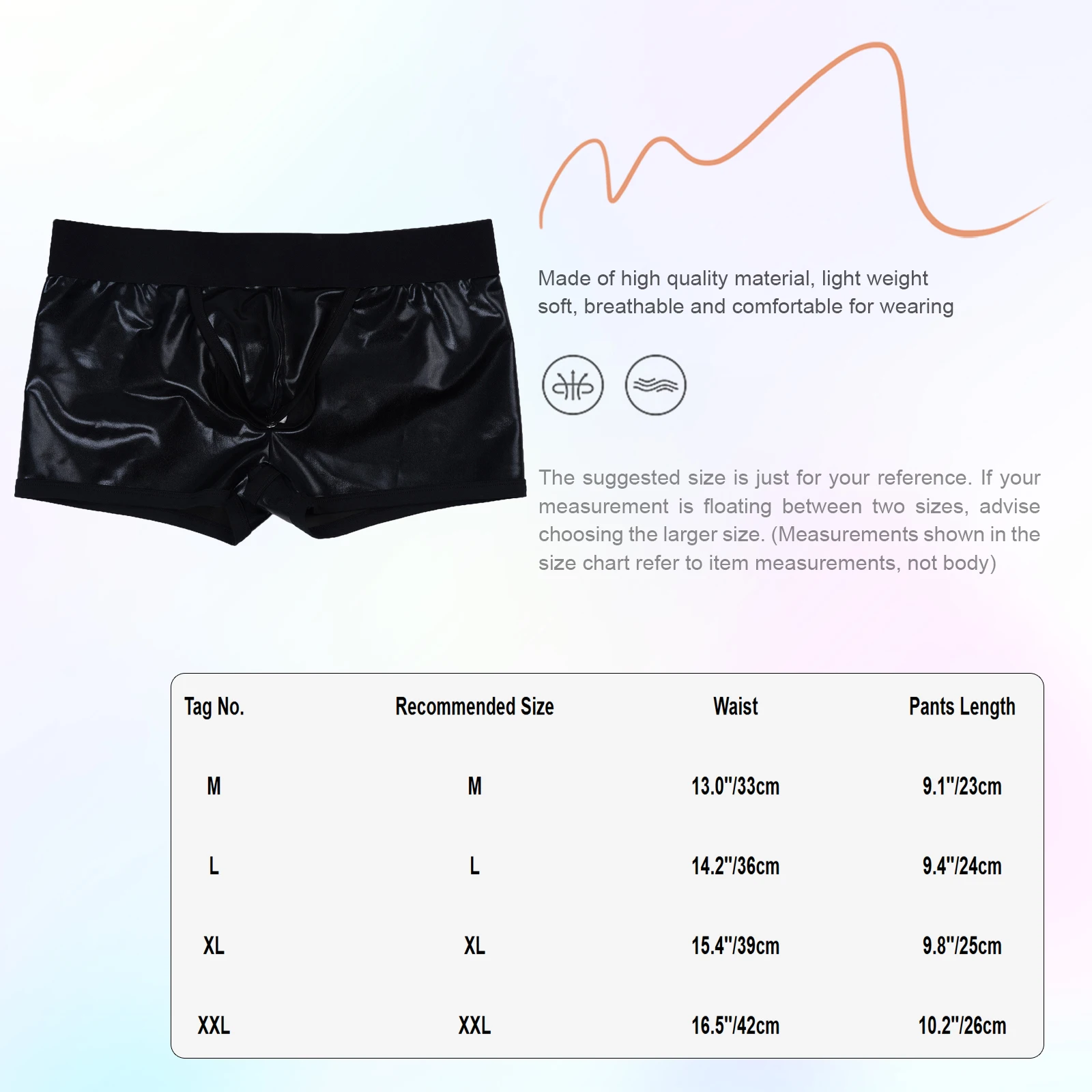 Herren-Dessous: Glänzende Metallic-Boxershorts mit integriertem Silikonring, tief sitzend, mit Cutout-Pouch, Unterwäsche für Rave & Nachtclub-Kostüme – Detail 1
