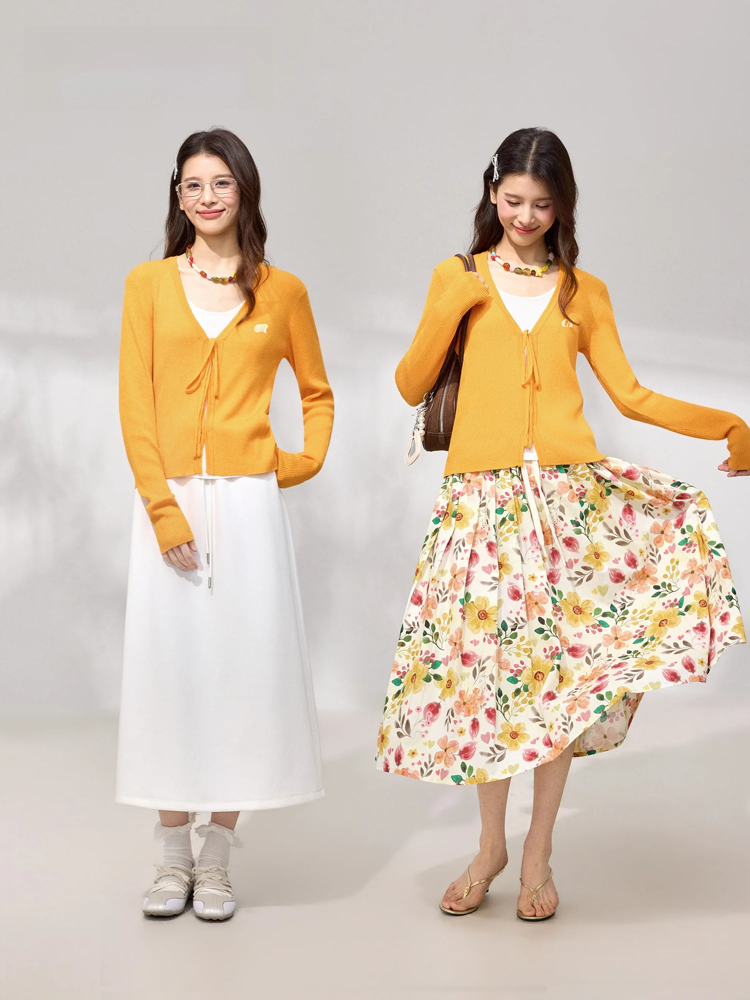 

Ретро-кардиган с длинными рукавами и запахом, вязаный, приталенный, оранжевый, весенняя мода, эксклюзивно онлайн от Wild Space