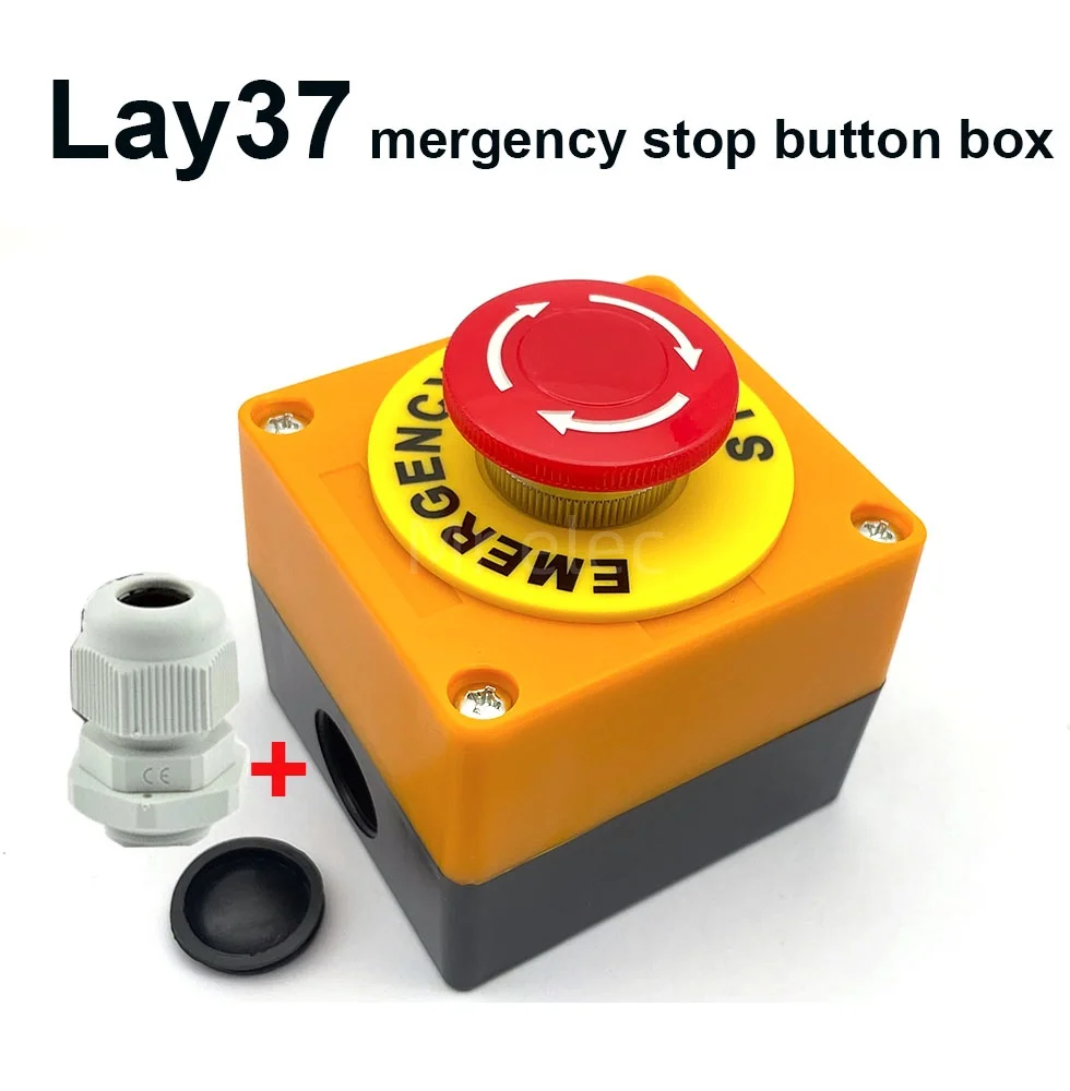 1PCS Lay37 Emergency Stop Button Switch Box Equipment Elevator Lift Warning Emergency Stop Waterproof and Dustproof Ring
