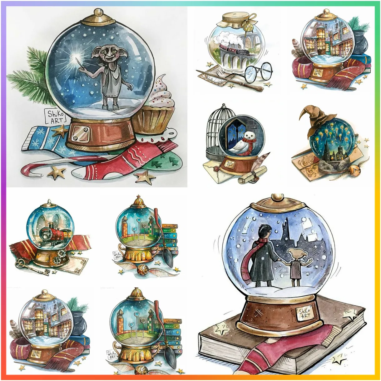 Pintura de diamante de bola de cristal de Harry Potter, dibujo de punto de cruz, bordado de mosaico, 5D decoración del hogar, elemento de arte DIY, regalo para niños
