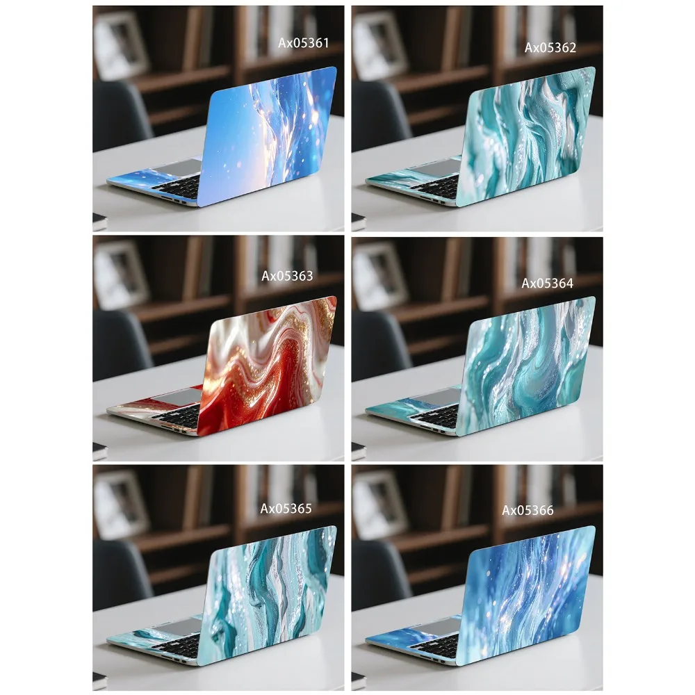 Weather‑Resistant Vinyl Shiny Glitter Liquid Marble Swirl Pattern Graphic Decal For Laptop Notebook Computer Skin Decorations