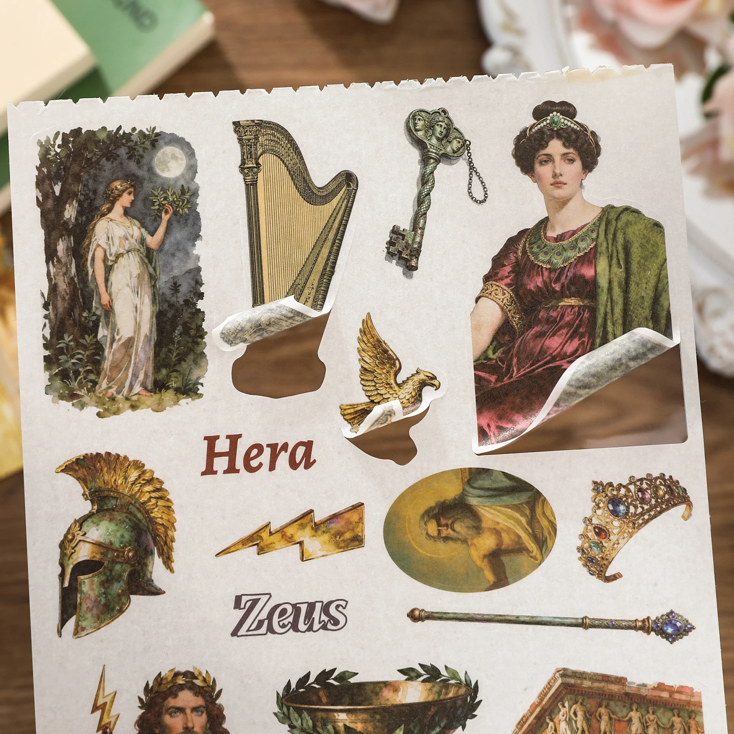 50Pcs Renaissance Themed Washi Paper Ephemera Set, Vintage Oil Painting Sculpture Architecture Papers for Junk Journal Collage