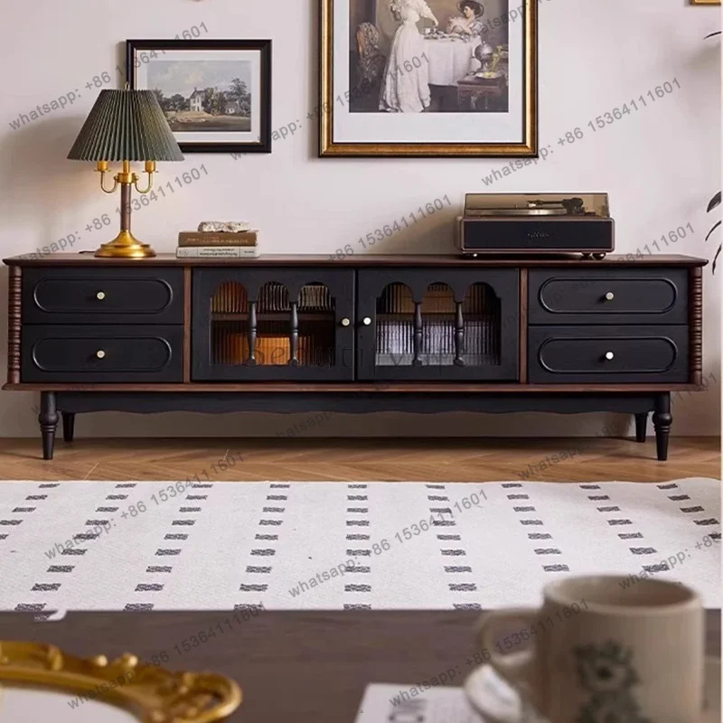 FG Luxury Black Tv Cabinet Universal Cheap Farmhouse Floor Storage Drawers Tv Cabinet Haushalt Muebles Para Tv Trendy Furniture