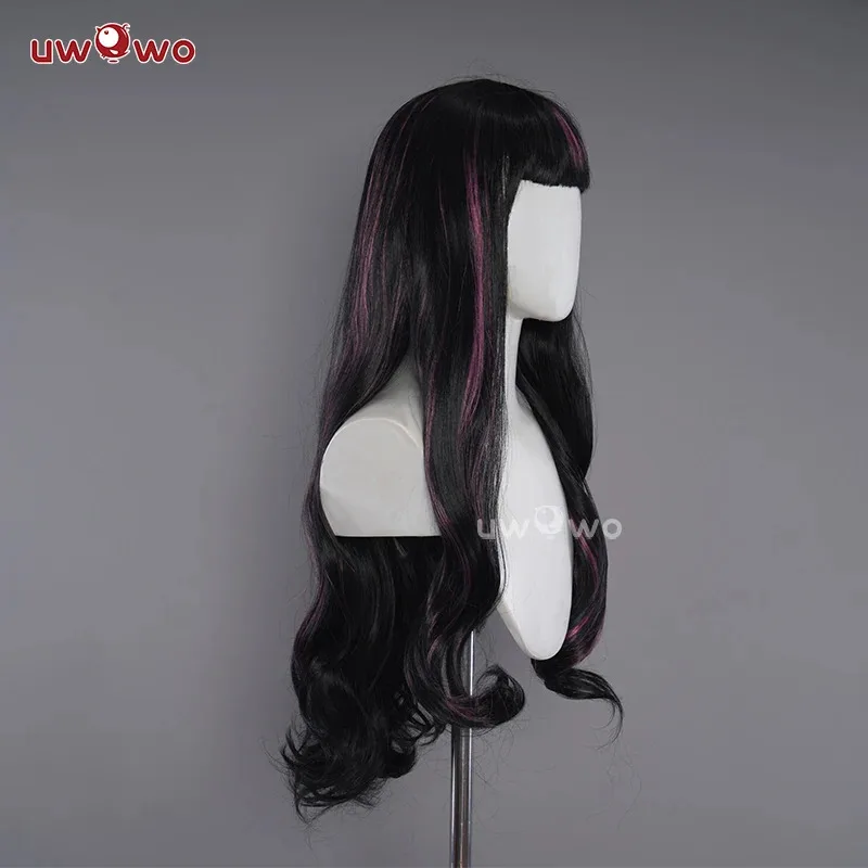 UWOWO Monster High Cosplay Draculaura disfraz peluca negro y rosa 75CM pelo largo resistente al calor