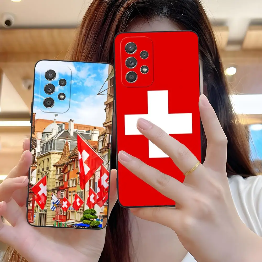 Switzerland Flag Phone Case for Samsung Galaxy M55 54 42 35 34 33 32 23 22 15 14 13 12 F55 5G Soft TPU Shockproof Cover