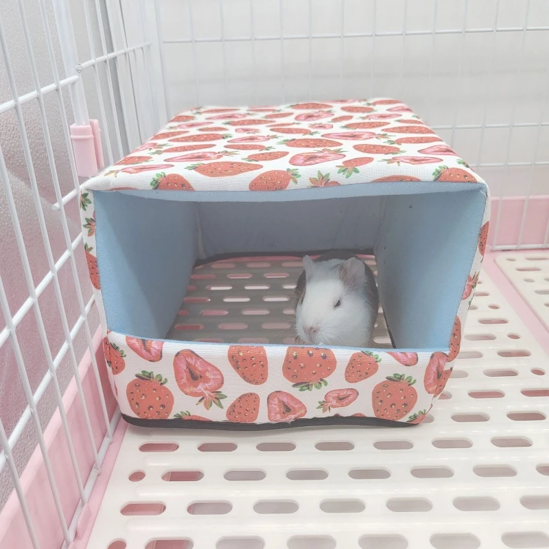 Small Animal Warm Bed Print Bottomless House Cage Nest for Sugar Glider Hamster Ferret Easy to Clean