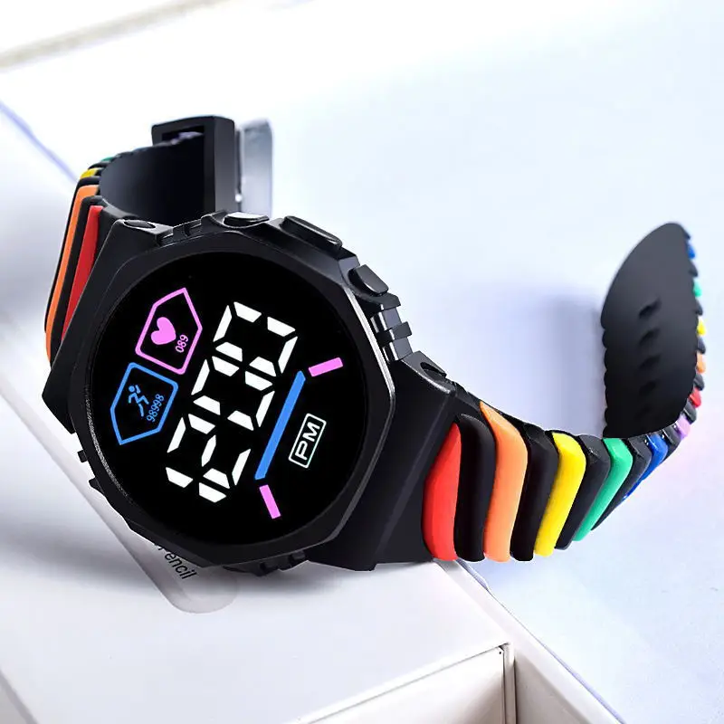 2024 New LED Electronic Watch Wholesale Creative Outdoor Sports Round Children\'s Electronic Watch for Middle School Students