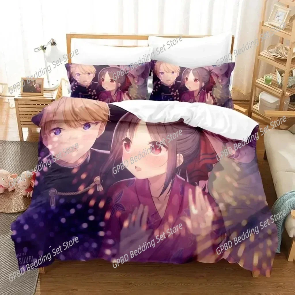 

3D Print Anime Kaguya-sama Love Is War Miss Huiye 3D Duvet Cover Bedding Set Comforter Linen Pillowcases Home Decor Single Doubl
