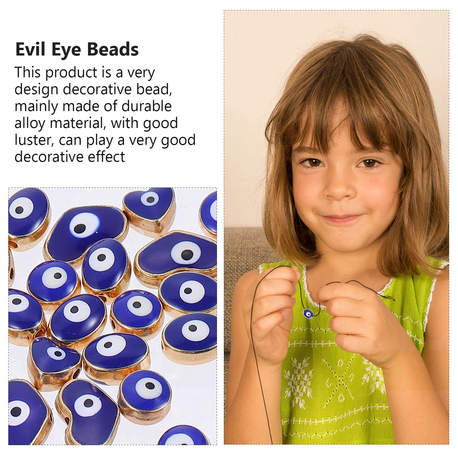 

40Pcs Unique Blue Evil Eyes Beads Alloy Pendant DIY Jewelry Making Decorative Charms Accessory Evil Eye Decor DIY Bead Material