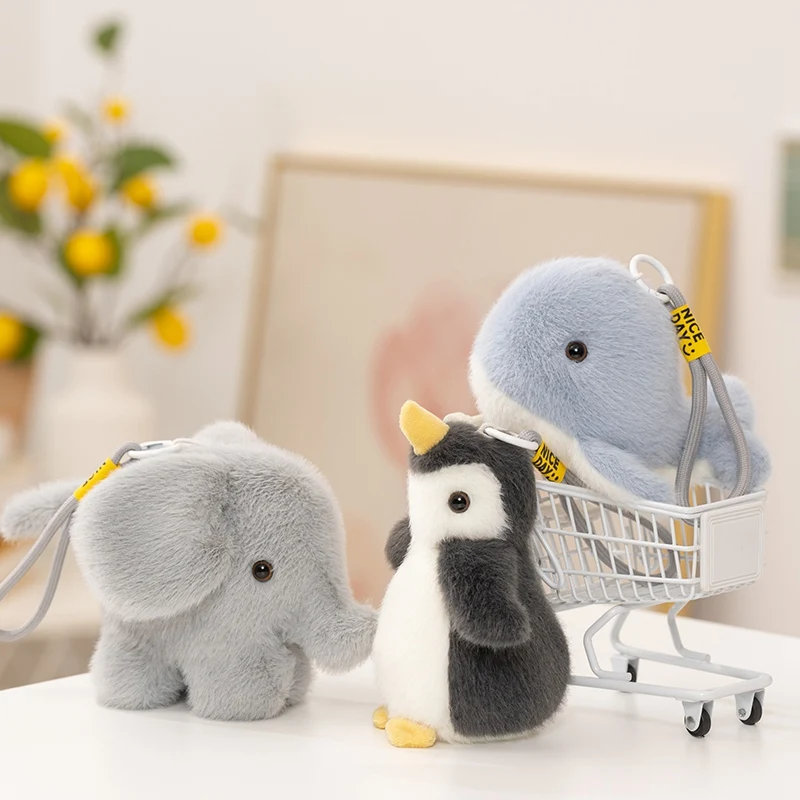 พวงกุญแจตุ๊กตาผ้ากำมะหยี่รูปวาฬ เพนกวิน ช้าง น่ารัก สำหรับตกแต่งกระเป๋าเป้ กระเป๋าถือ รถยนต์ ของขวัญ